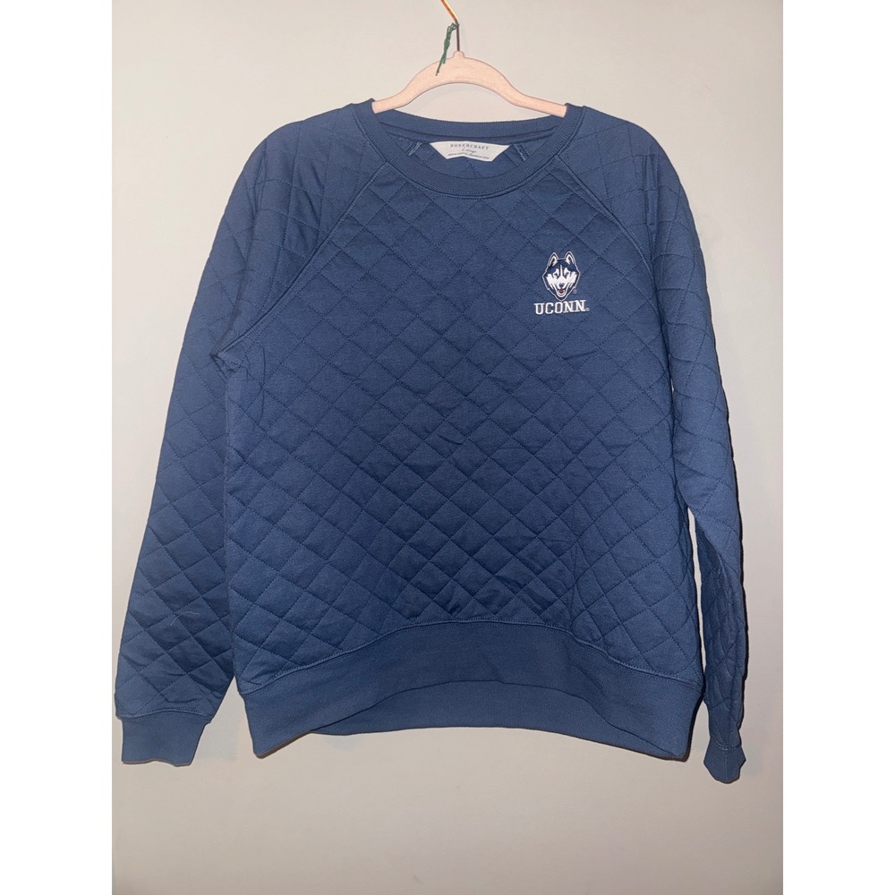 Boxercraft UConn Huskies Quilted Sweatshirt Navy Blue Embroidered Logo Large